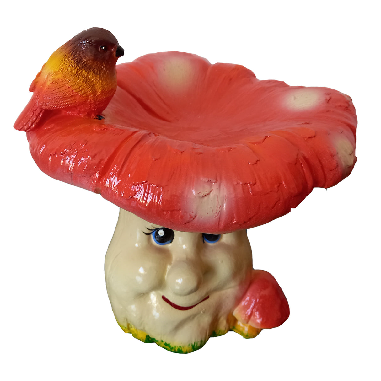 Ciuperca decorativa de gradina, Ceramica, Rosie, 20 cm