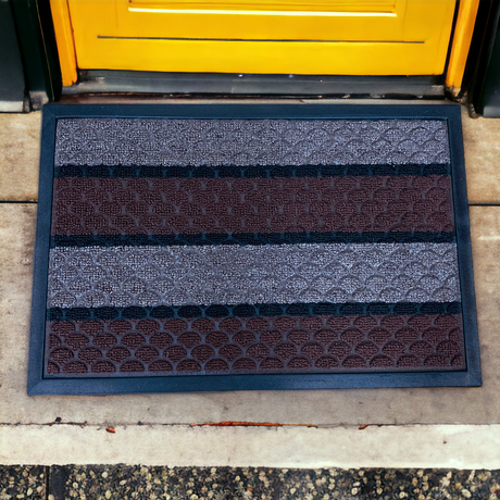 Covor intrare din Pvc si Material Textil, Maro-Gri, 60x40 cm
