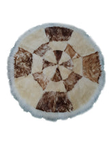 Covor Rotund din Blana Naturala de Oaie, 130 x 130 cm