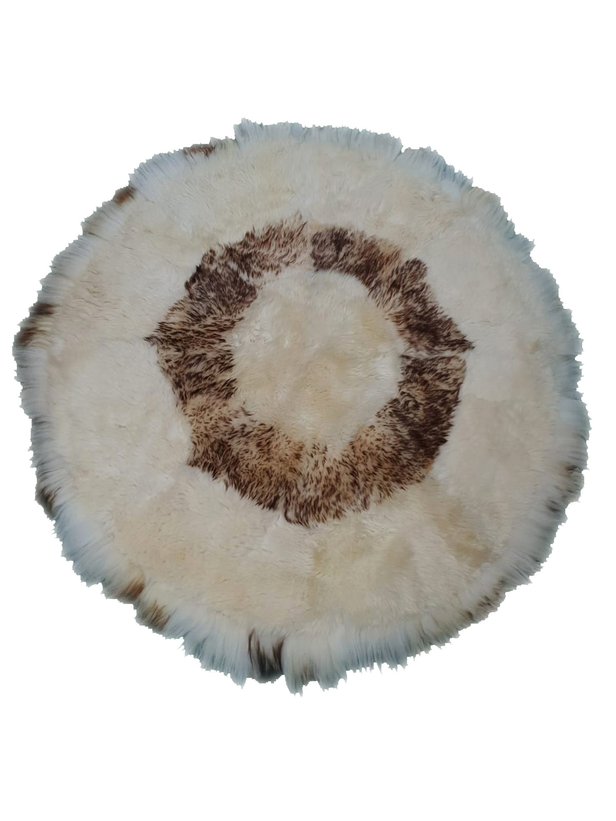 Covor Rotund din Blana Naturala de Oaie, 130 x 130 cm, decor, dormitor, cabana, modern, lux