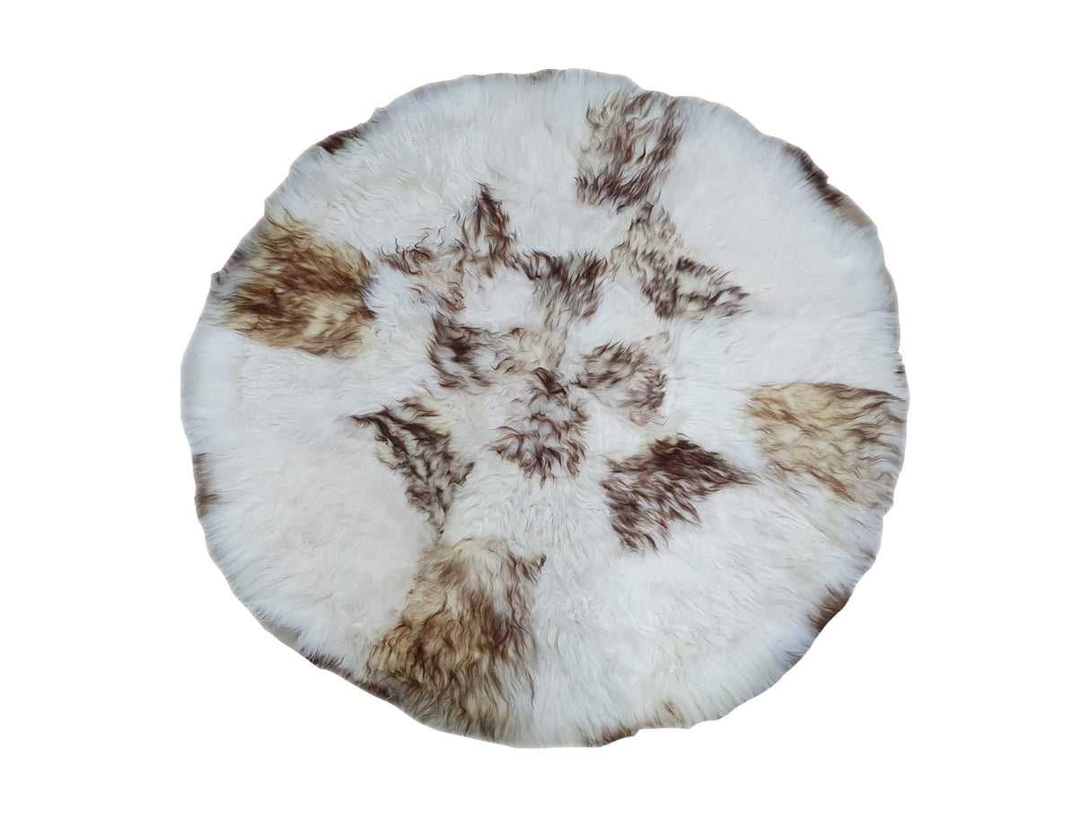 Covor Rotund din Blana Naturala de Oaie, 130 x 130 cm