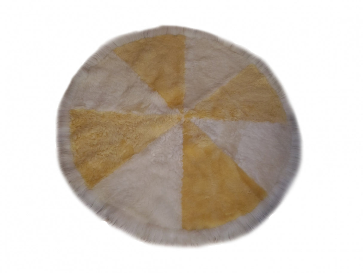 Covor Rotund din Blana Naturala de Oaie, 130 x 130 cm