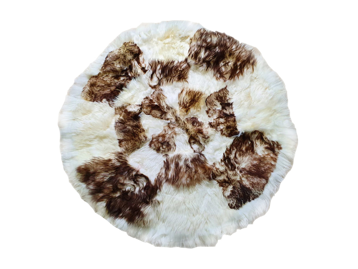 Covor Rotund din Blana Naturala de Oaie, 130 x 130 cm