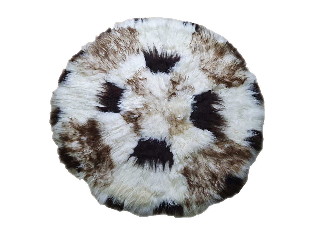 Covor Rotund din Blana Naturala de Oaie, 130 x 130 cm