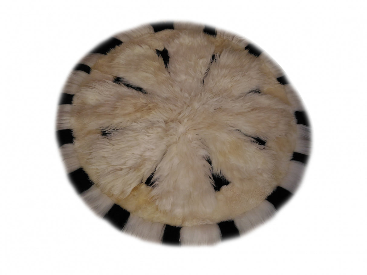 Covor Rotund din Blana Naturala de Oaie, 130 x 130 cm