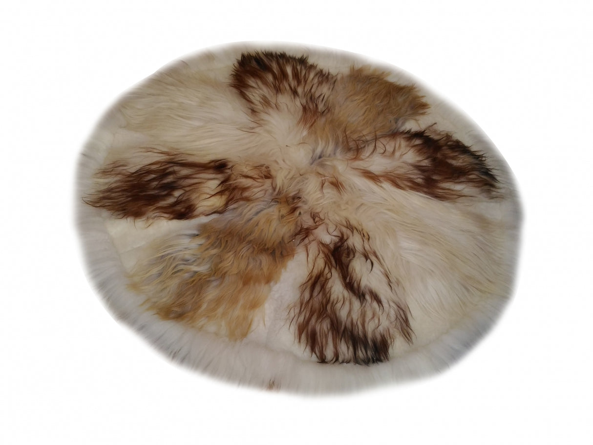 Covor Rotund din Blana Naturala de Oaie, 130 x 130 cm