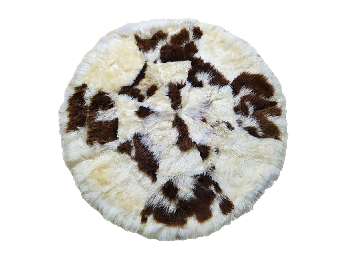 Covor Rotund din Blana Naturala de Oaie, 130 x 130 cm