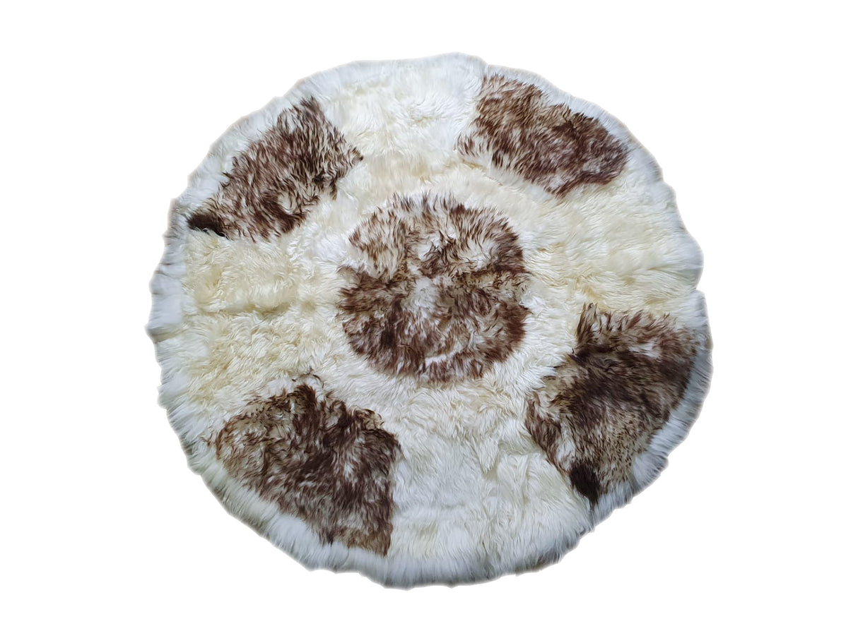 Covor Rotund din Blana Naturala de Oaie, 130 x 130 cm