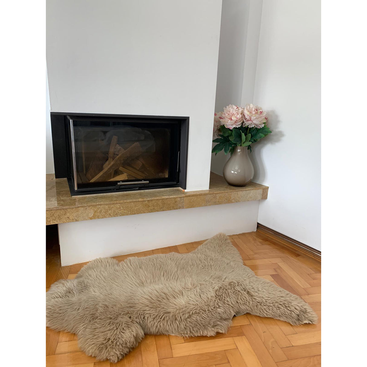 Covoras din Blana Naturala de Oaie, 110X60 cm