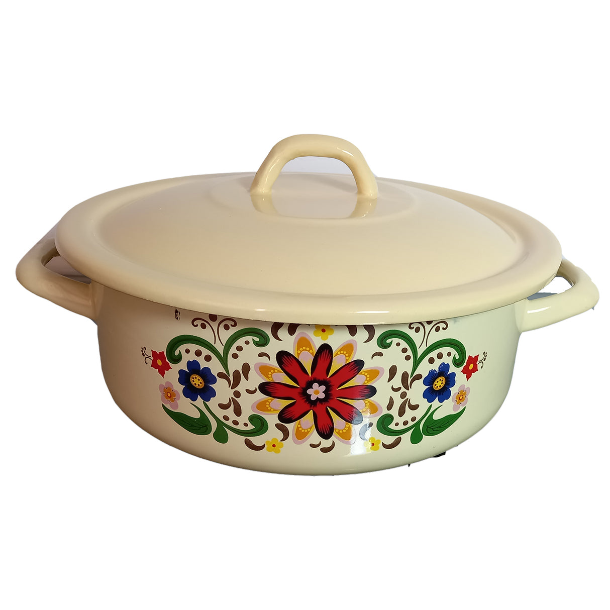 Cratita cu capac emailata, Galbena, 25 cm