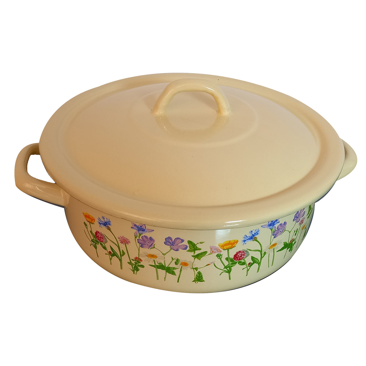 Cratita cu capac emailata, Galbena, 25 cm, 5l