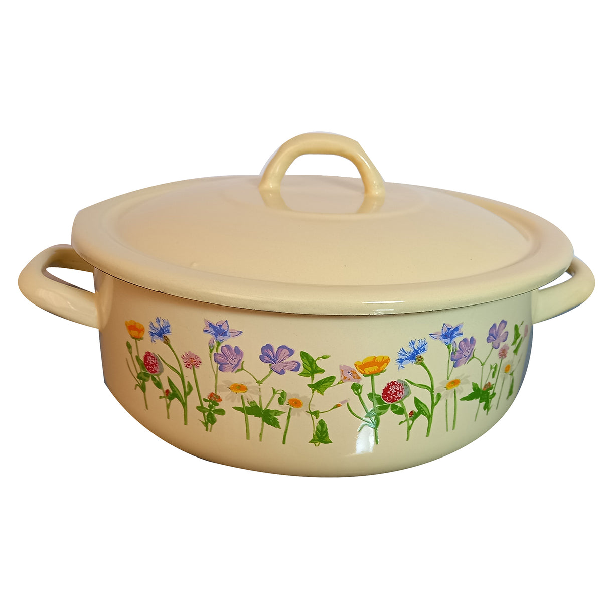 Cratita cu capac emailata, Galbena, 25 cm, 5l