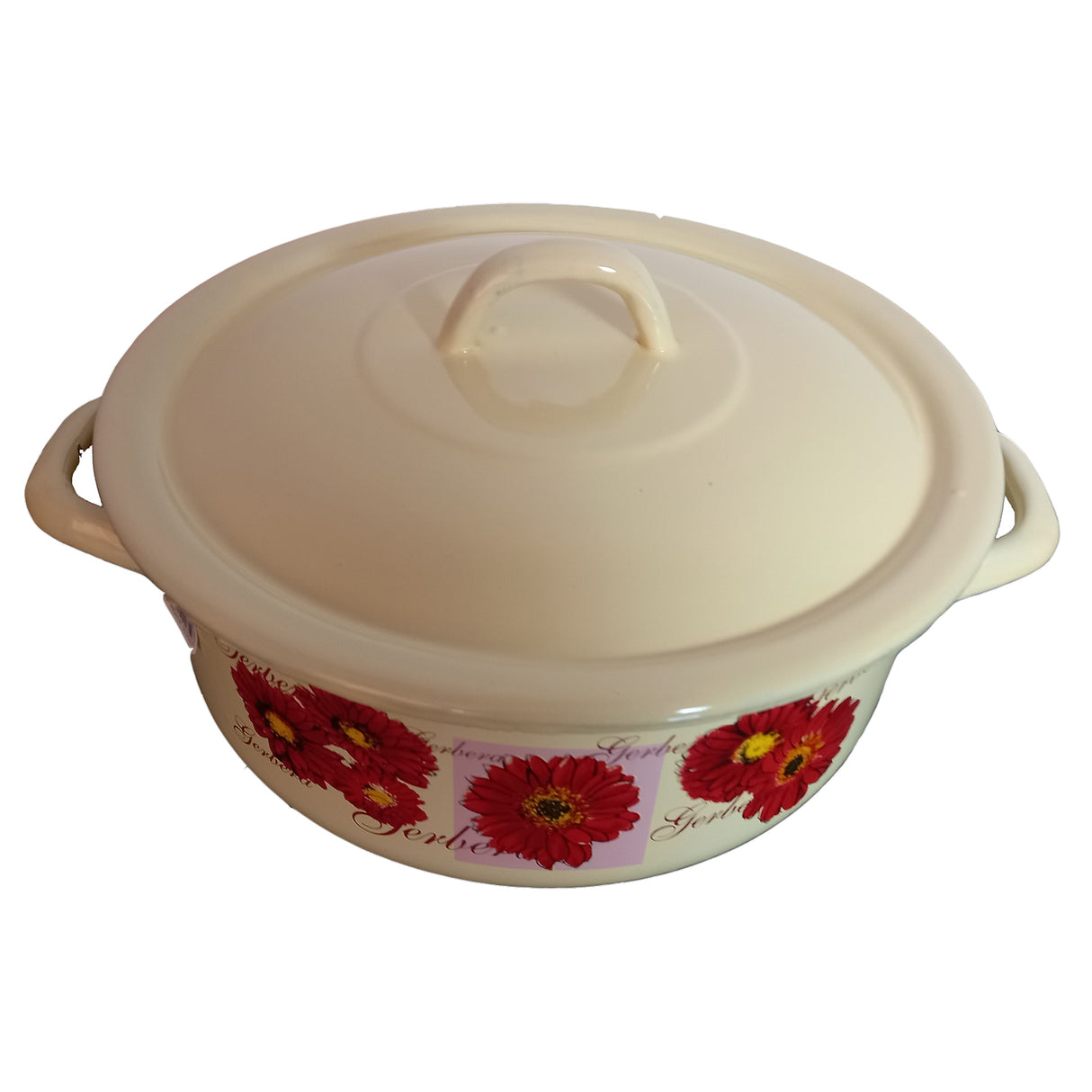 Cratita cu capac emailata, Galbena, 25 cm, 5l