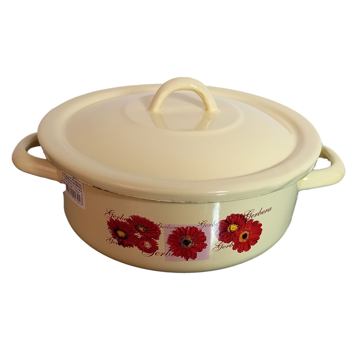 Cratita cu capac emailata, Galbena, 25 cm, 5l