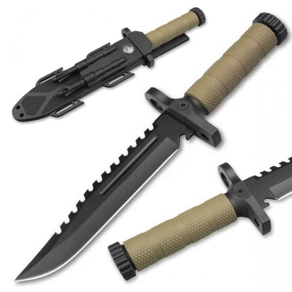 Cutit Vanatoare, Cu busola, Ascutitor cutit, Aprinzator Foc,Fluier , Teaca Protectie