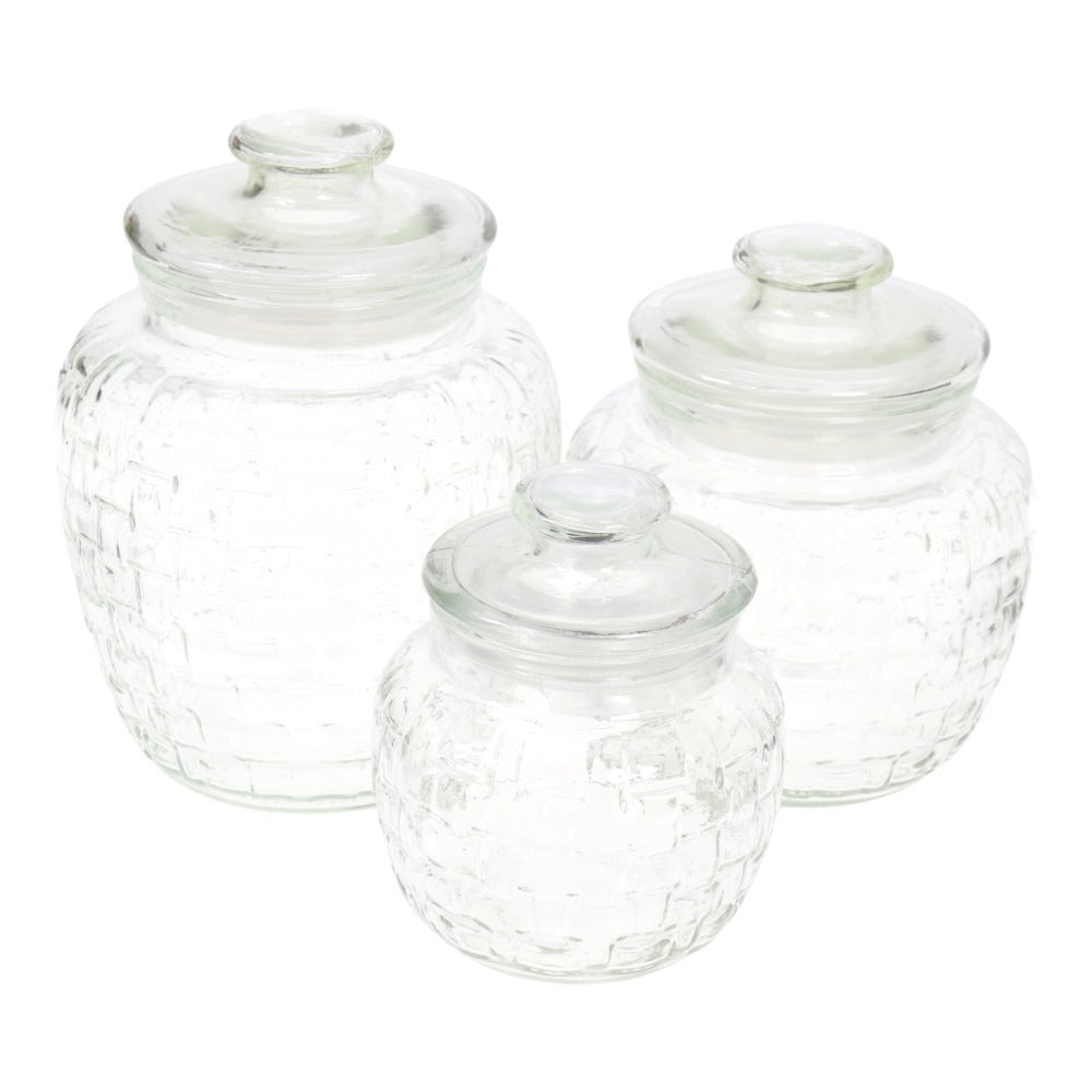 Set 3 Borcane Condimente cu capac, sticla, 700/1050/2050ML
