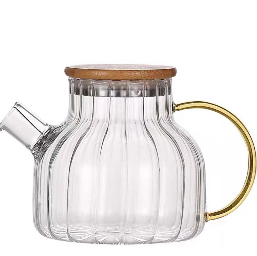 Ceainic de sticla, transparent, cu capac din bambus , 950 ml