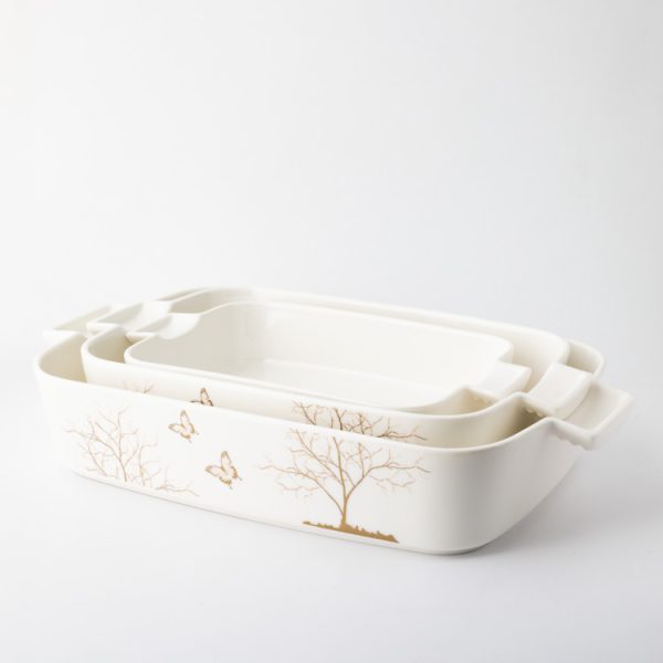 Set de 3 tavi de cuptor , portelan