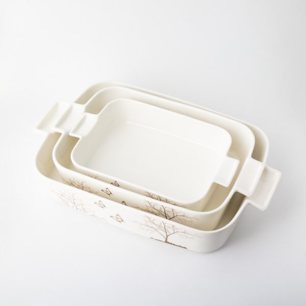 Set de 3 tavi de cuptor , portelan
