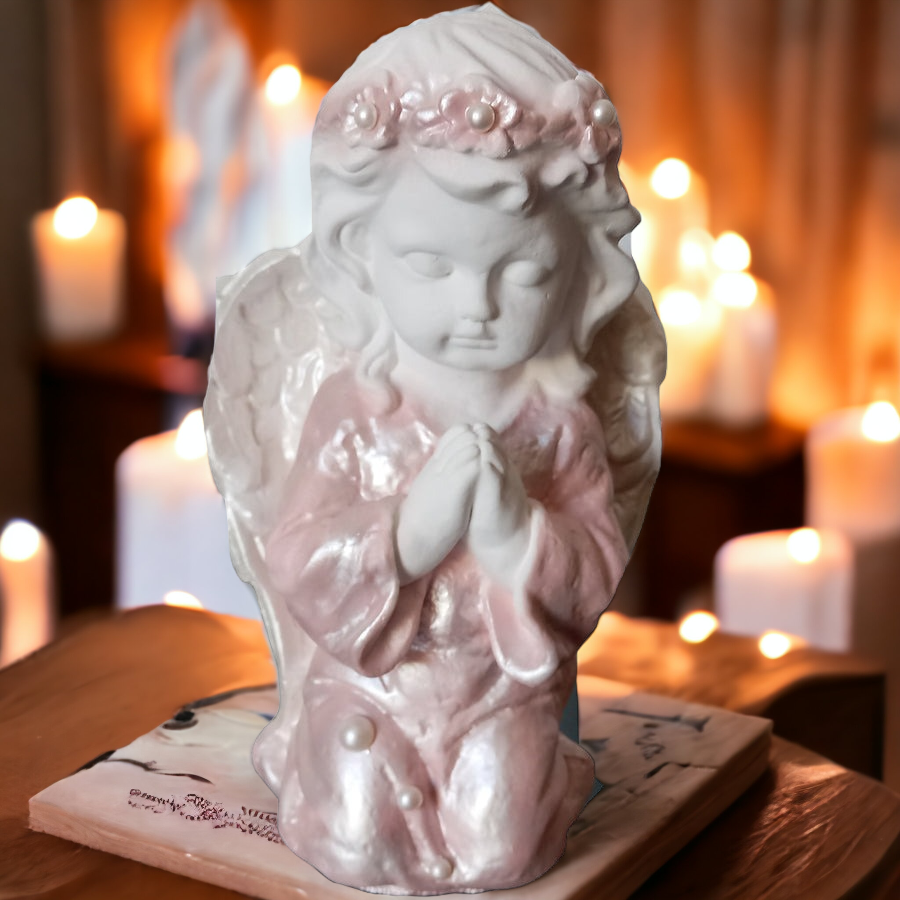 Decoratiune Ingeras care se roaga, Ipsos,Lucios, 22 cm