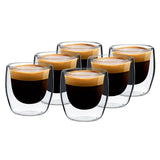 Set 6 Pahare cu Pereti Dubli, Cafea Espresso, Sticla Termorezistenta, 80 ml ST12