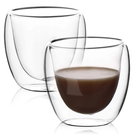 Set 6 Pahare cu Pereti Dubli, Cafea Espresso, Sticla Termorezistenta, 80 ml ST12