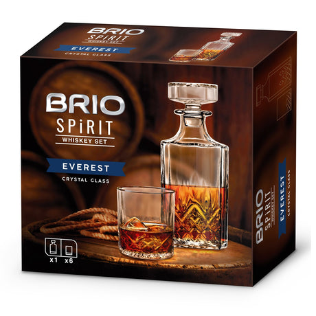 Brio Spirit Everest, Set Carafa si 6 Pahare de Whiskey, 320 ML