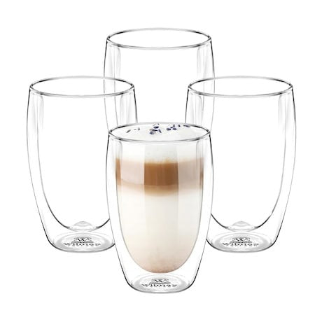 Set 4 Pahare Cafea Latte, Pereti Dubli, Sticla Termorezistenta, 450 ml ST3