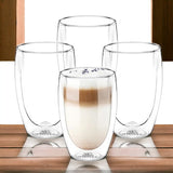 Set 4 Pahare Cafea Latte, Pereti Dubli, Sticla Termorezistenta, 450 ml ST3