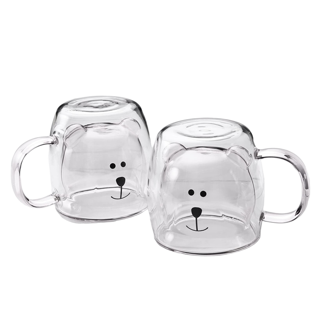 Set de 2 Cani Pereti Dubli, Sticla Termorezistenta, Model Ursulet, 260 ml
