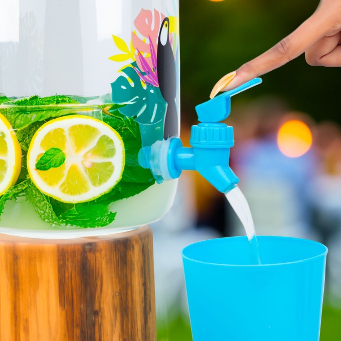 Borcan de limonada cu robinet și set 4 pahare plastic - 3,8 l