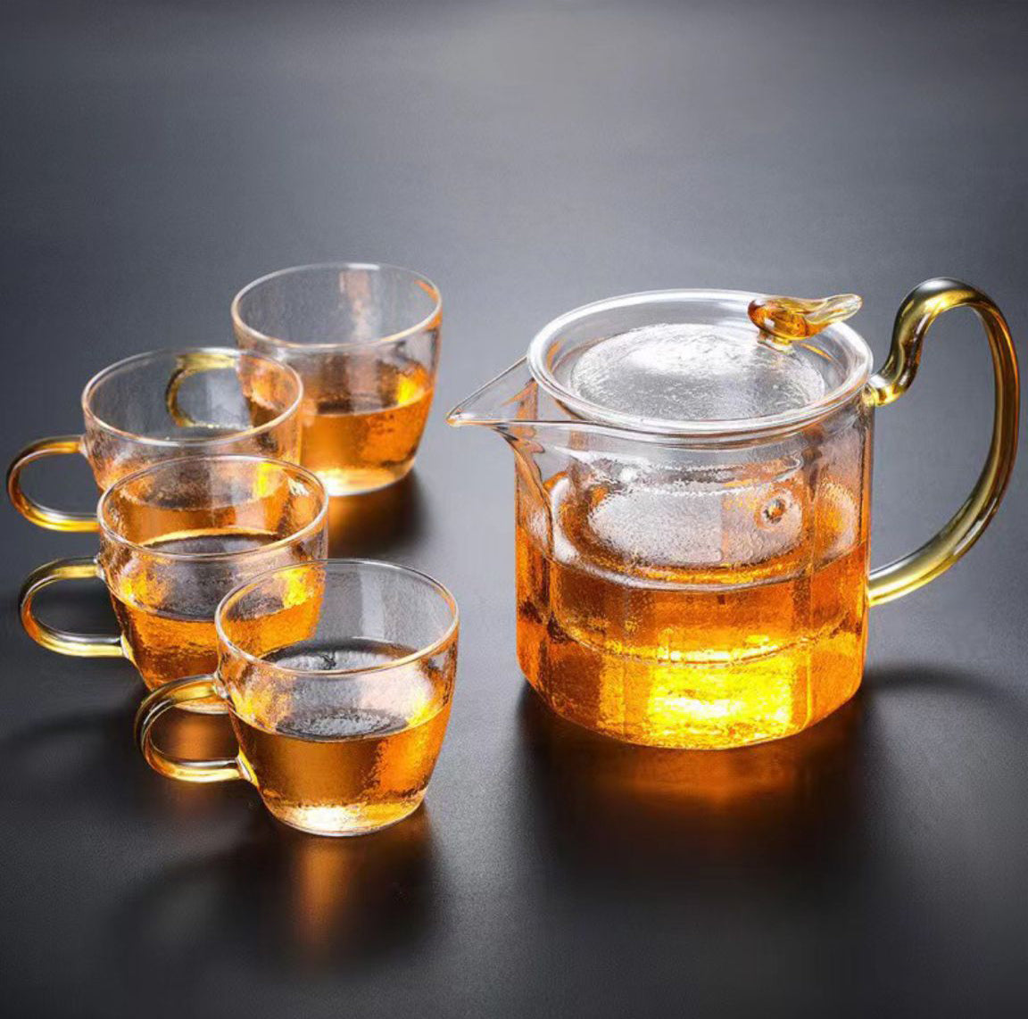 Set Ceainic si 4 Cani, Sticla Termorezistenta