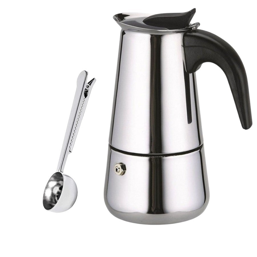 Set Espressor pentru aragaz,Inox si Lingurita Dozatoare cafea cu clema de prindere