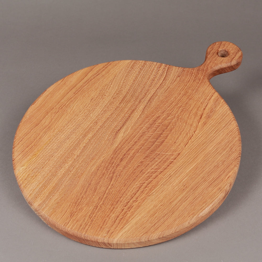 Tocator rotund cu maner din Lemn, Natur-Bej, 30x2 cm