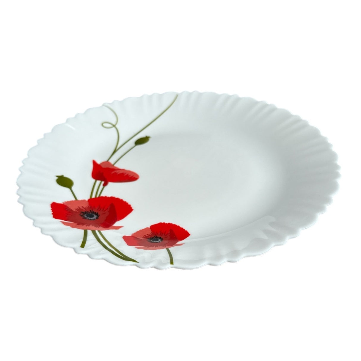 Set 6 Farfurii Desert din opal,intinsa,model Maci rosii, 19 cm