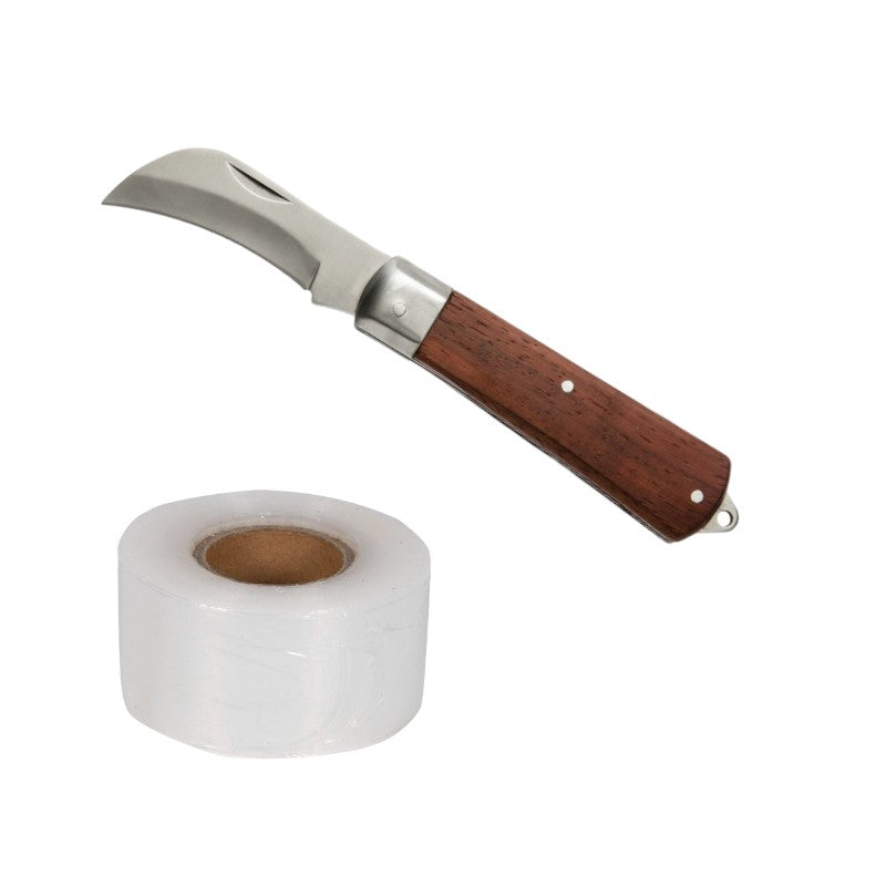 Set Cutit pentru altoit Inox/Lemn 19 cm, 135 g + Banda pentru Altoit Copaci