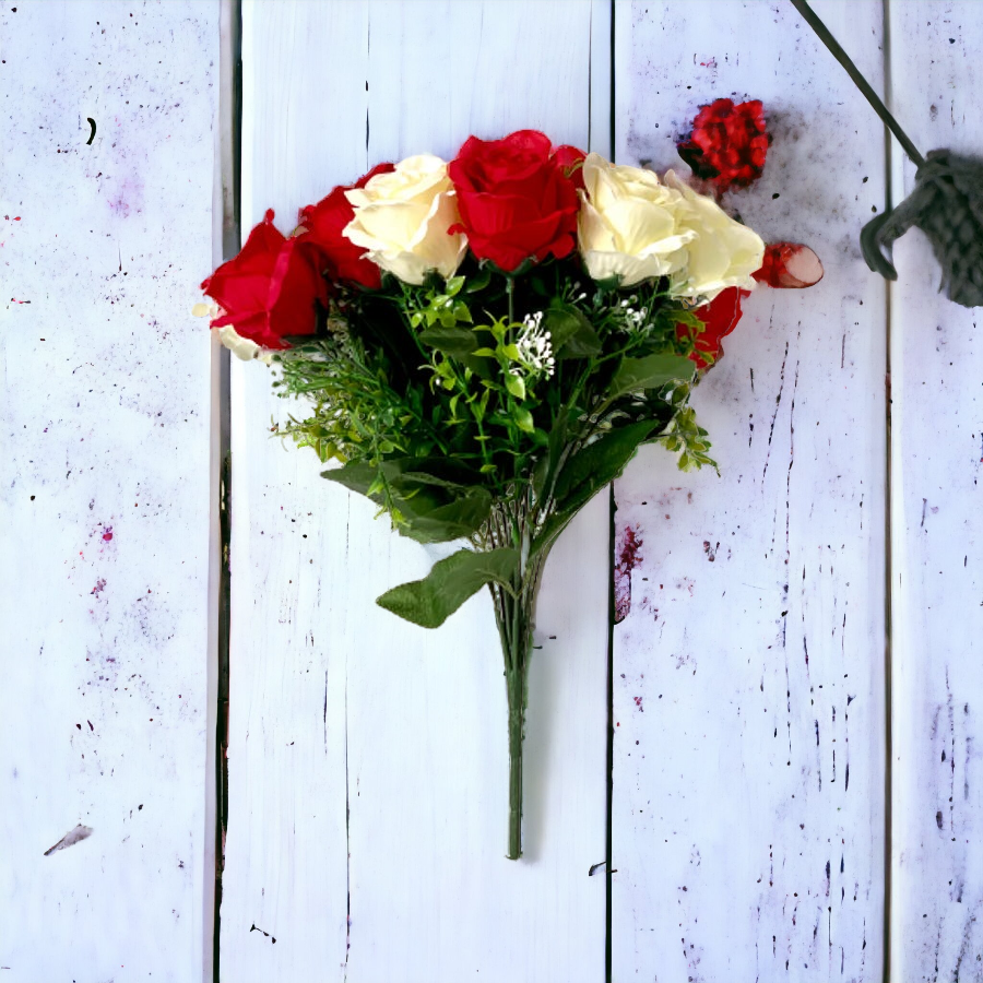 Flori decor artificiale, buchet Trandafiri, 40 cm