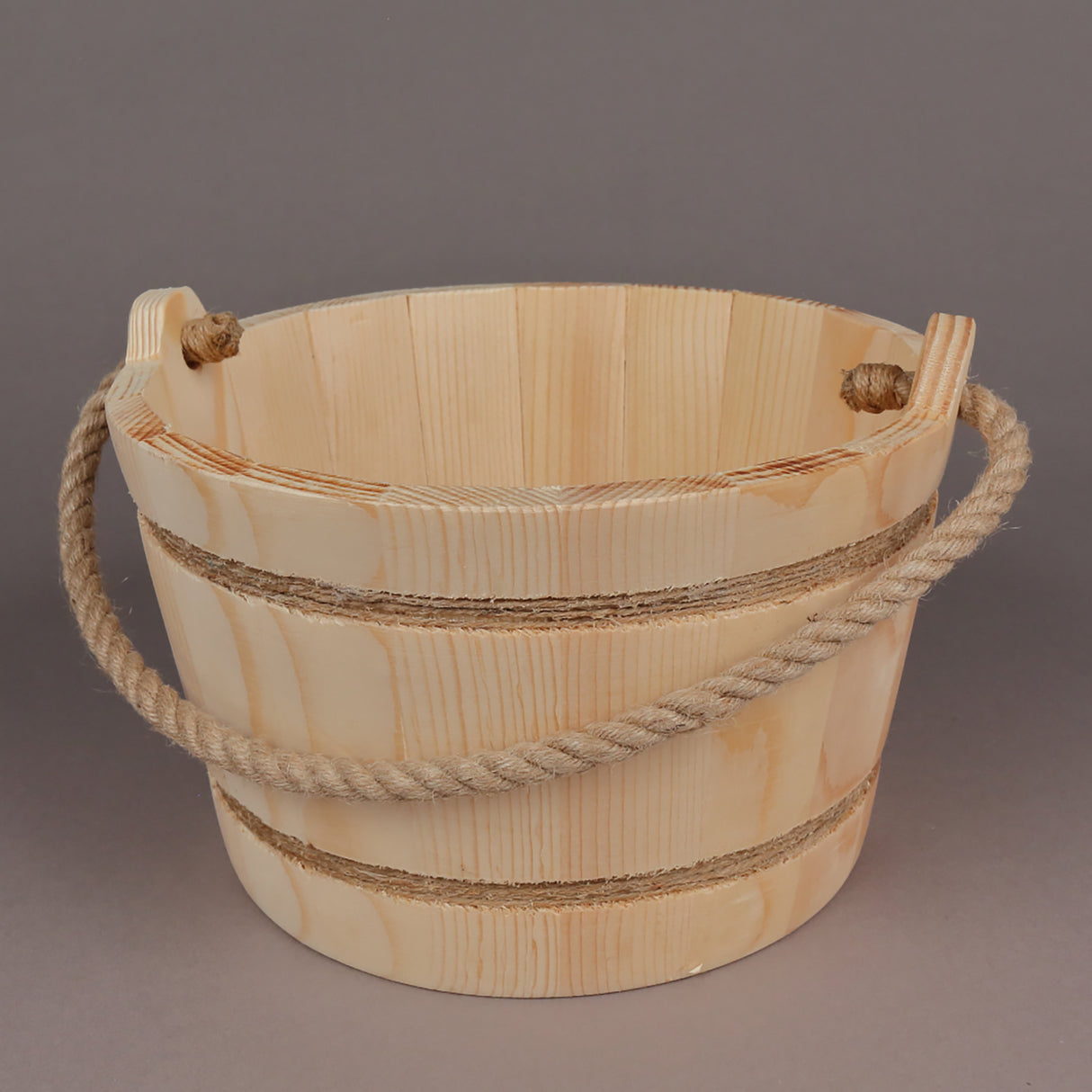 Galeata din Lemn pentru Sauna, cu maner din Sfoara, Natur, 24x15 cm, 5l