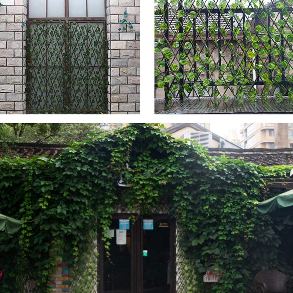 Gard artificial Iedera verde, Extensibil, Panou flexibil din nuiele, cu frunze verzi din material sintetic, 120x30 cm