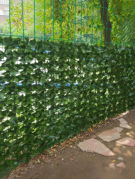 Rulou Artificial de Gard Viu din PE Anti-UV, 100x100 cm, Frunze Verde Inchis