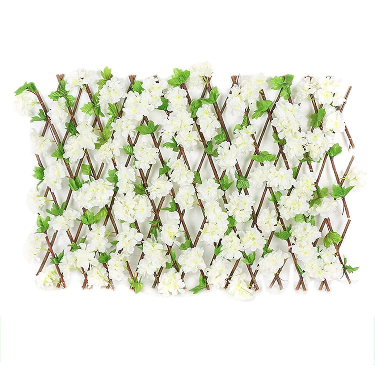 Gard extensibil din Lemn cu Frunze si Flori, 240x60 cm