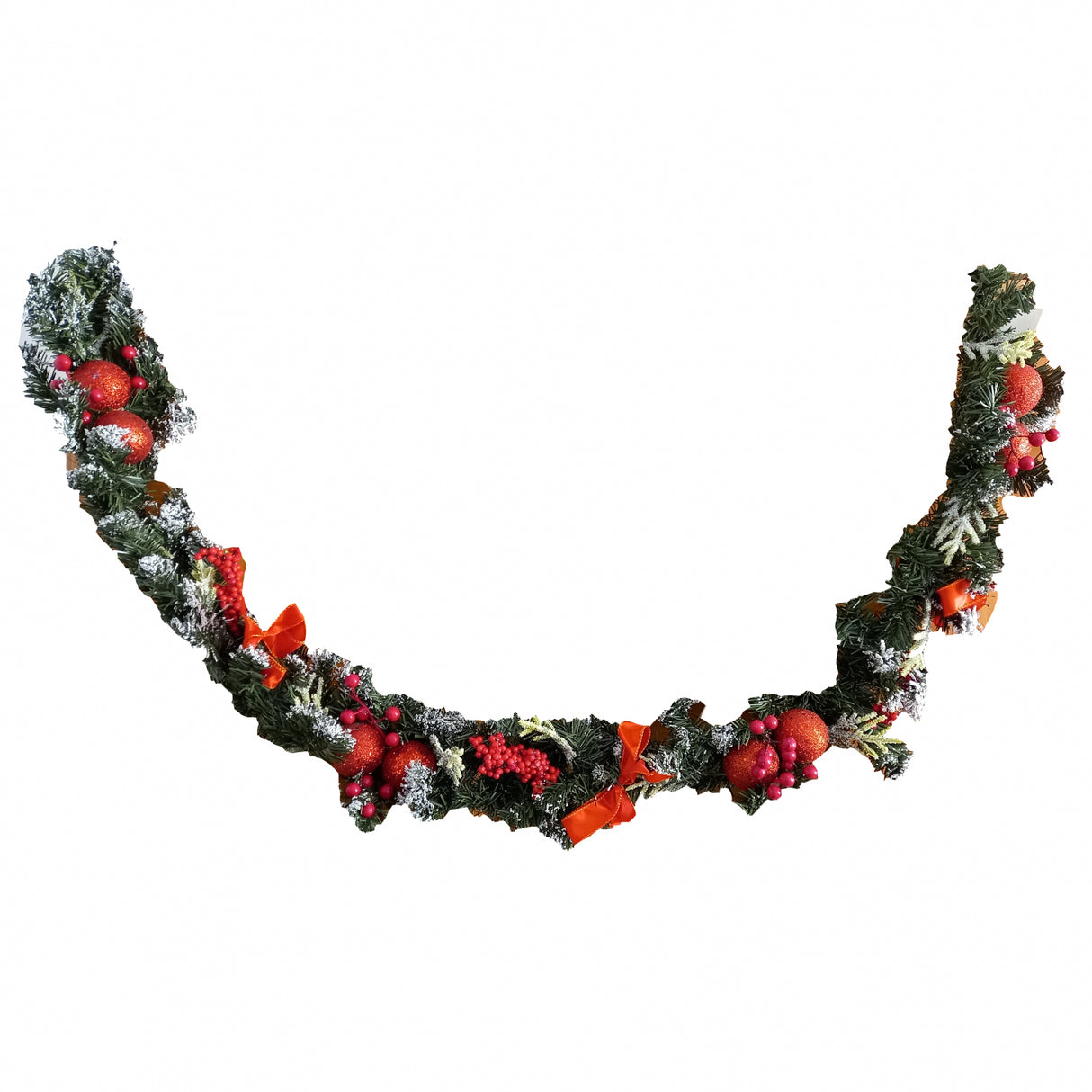 Ghirlanda decorativa Craciun cu Globuri si crengute Merisor, 1.8m