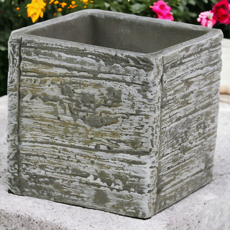 Ghiveci Cub din Piatra, Gri, 9x9 cm