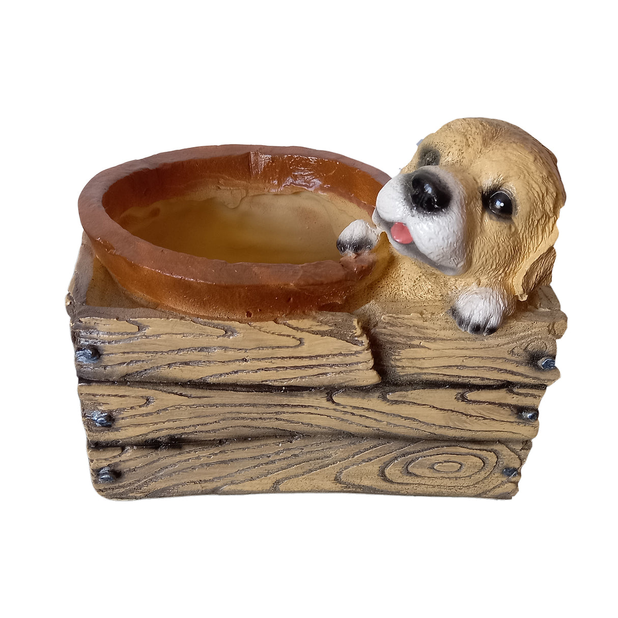 Ghiveci decorativ, Model Catel, Pictat Manual, Polirasina, 19x17x23 cm