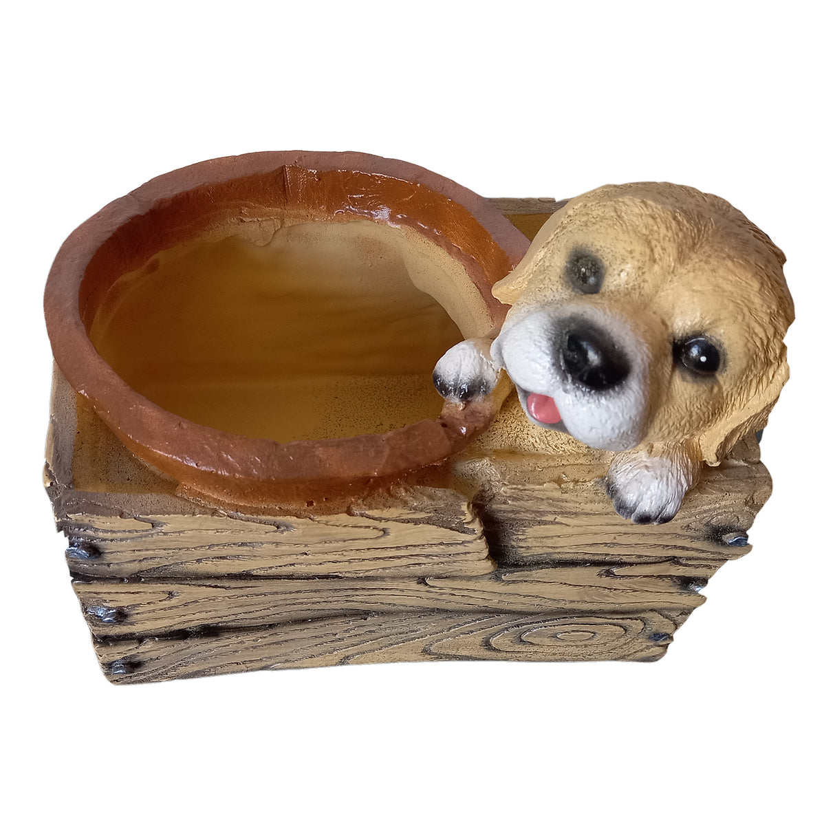 Ghiveci decorativ, Model Catel, Pictat Manual, Polirasina, 19x17x23 cm