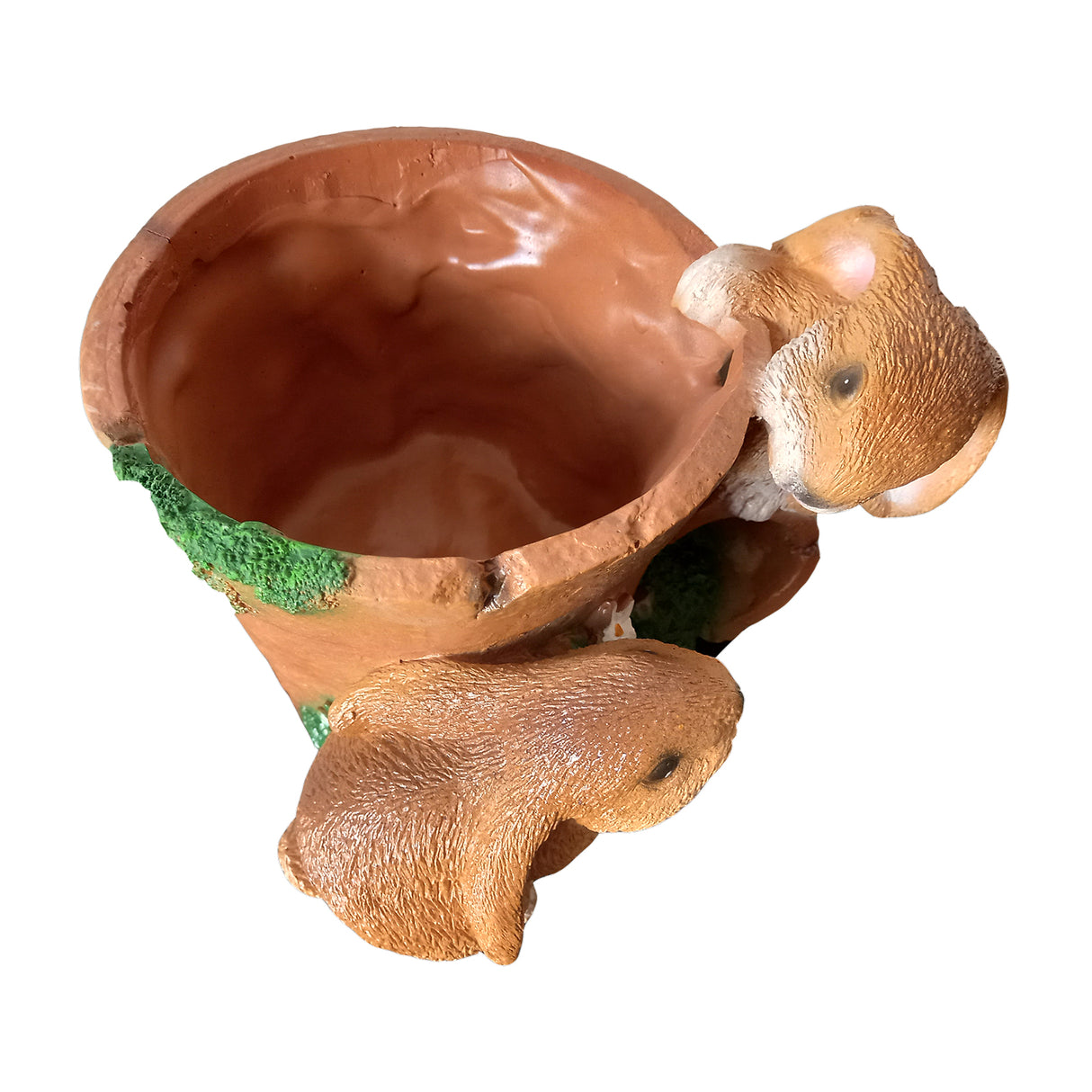 Ghiveci decorativ, Model Iepuras, Pictat Manual, Polirasina, 17x21x23 cm