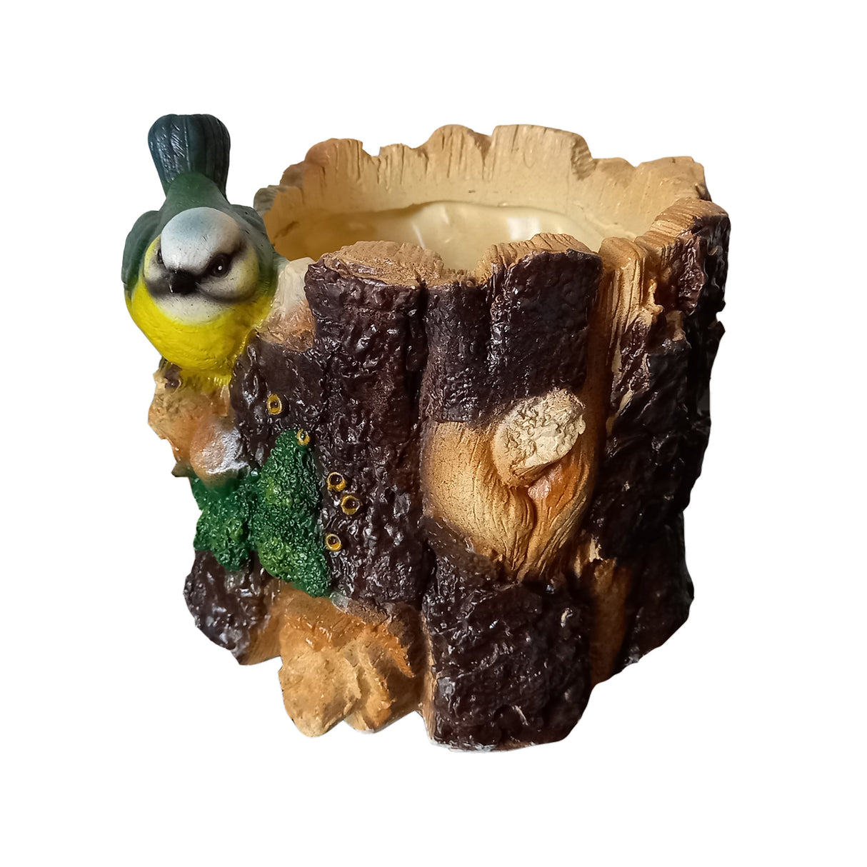 Ghiveci decorativ, Model Pasare, Pictat Manual, Polirasina, 15x18x18 cm