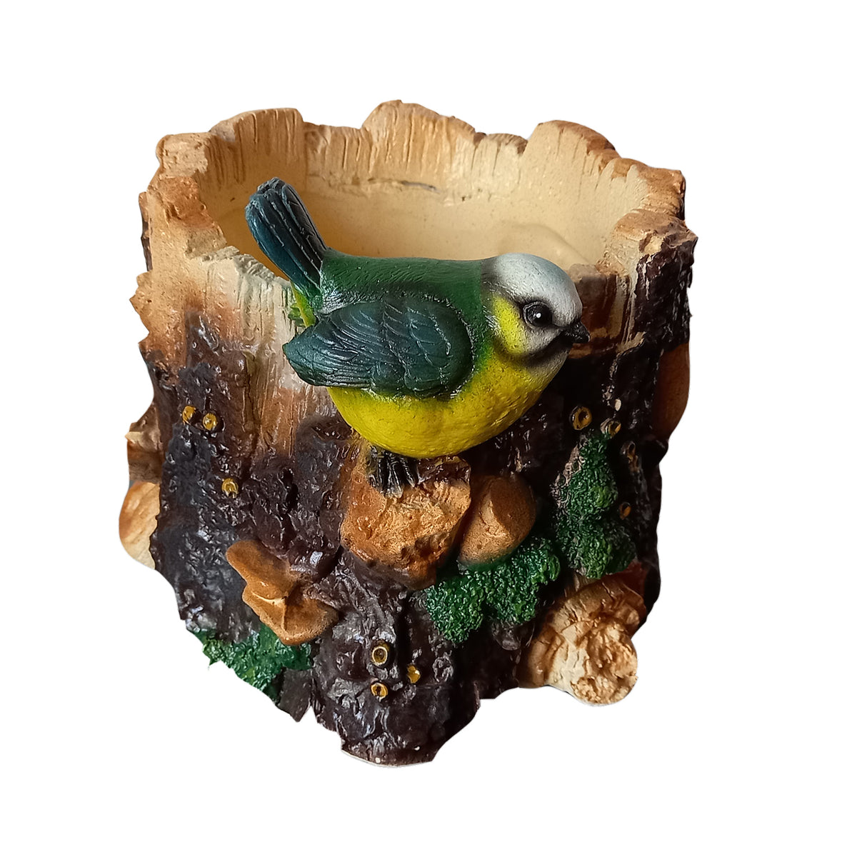 Ghiveci decorativ, Model Pasare, Pictat Manual, Polirasina, 15x18x18 cm