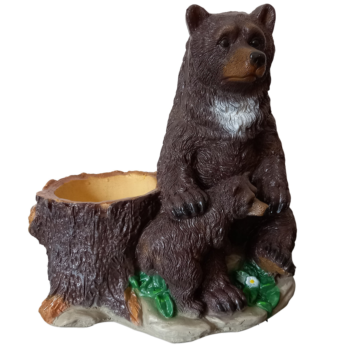 Ghiveci decorativ model Ursoaica cu Pui, Polirasina, 31x19x30 cm