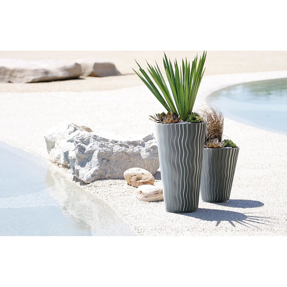 Ghiveci decorativ, rotund inalt, Gri, 50x28 cm